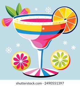 Tropical Paradise Cocktail: Vibrant Margarita with Citrus Slices