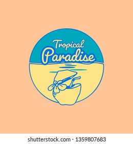 Tropical paradise with a coconut badge vector