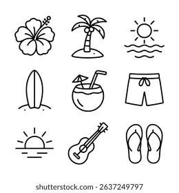Tropical paradise dreams hibiscus and beaches illustration design element
