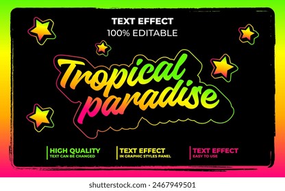 Tropical Paradise, Editable Text Effect style, Retro Vintage graphic style.