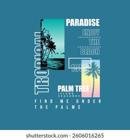 Tropical Paradise enjoy the beach summer vector poster design
