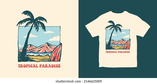 Tropical Paradise Illustration Tshirt Design