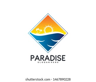 Tropical paradise logo template design vector. Summer logo concept
