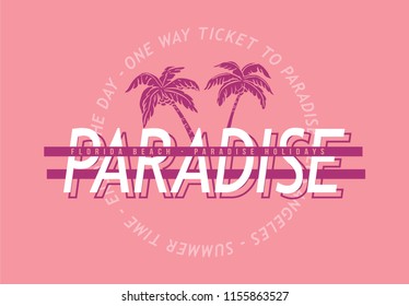 Tropical paradise, palm vector graphic