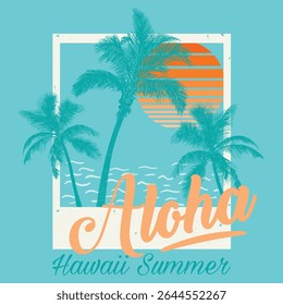 Tropical Paradise Poster Graphic Vector Illustration