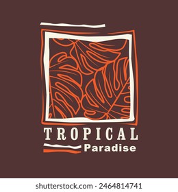 Tropical Paradise Summer beach leaf  graphic tee design