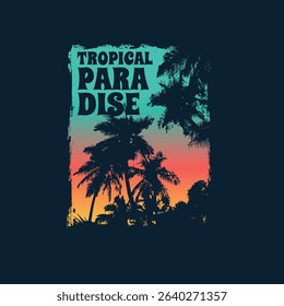 Tropical Paradise summer palm tree vector graphic