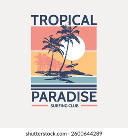 Tropical Paradise Surfing club retro t shirt prints