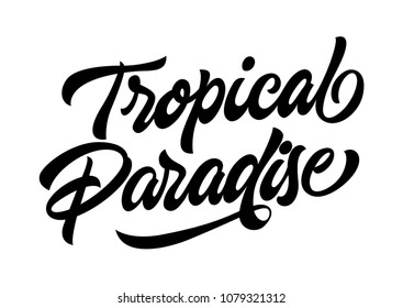 Tipo De Letra Tropical Paradise Manuscrita Script Ilustração do Vetor -  Ilustração de moderno, projeto: 166358813