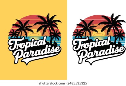 Un paraíso tropical tipografía ilustración de Arte vectorial 1
