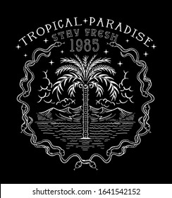 tropical paradise vector illustration for t-shirt and other uses