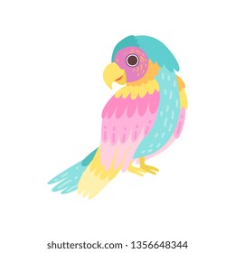 Tropical Parrot Bird with Colored Plumage Vector Illustration