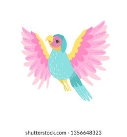 Tropical Parrot Bird with Iridescent Plumage Vector Illustration