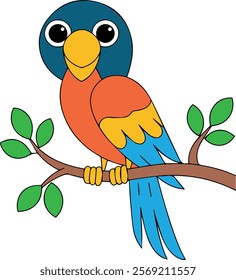 A tropical parrot, Cartoon vector illustration a parrots  on white background