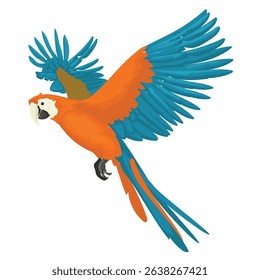 tropical parrot scarlet macaw flying
