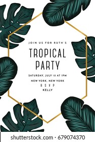 Tropical Party Invitation Design. Beach Party Invitation With Palms