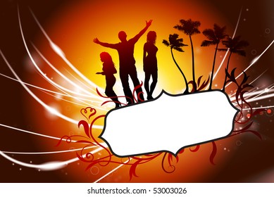 Tropical Party on Abstract Modern Light Background Original Illustration