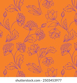 Tropical patchwork seamless pattern. Geometric shape pattern design. Floral two color silhouette pattern.