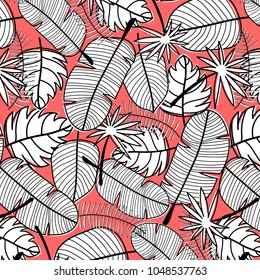 Tropical Pattern Background. Hand Drawn Vector Illustration.