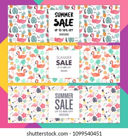 Tropical pattern banner cover set - summer sale design