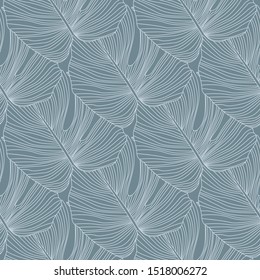 Tropical pattern, botanical leaf seamless pattern. Monstera leaves  backdrop. Trendy design for fabric, textile print, wrapping paper. Vector illustration