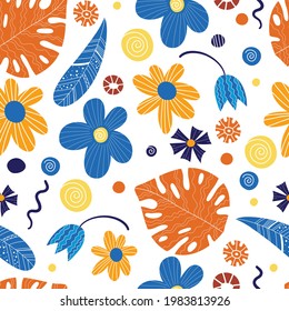 Patrón tropical, estilo de dibujos animados