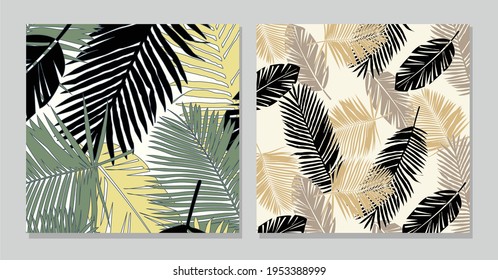 Tropical pattern with colorful leaves and plants