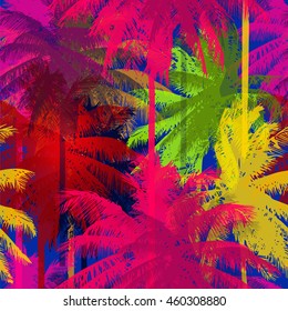 Tropical Pattern Depicting Pink Purple Palm Stock Vector (Royalty Free ...