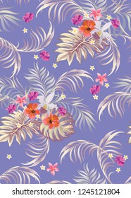 	
Tropical pattern with exotic forest. Seamless vector illustration.