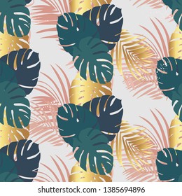 Tropical pattern with exotic leaves