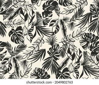 tropical pattern with hand drawn leaves perfect for fabric and decoration