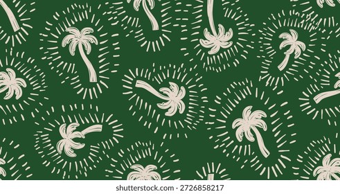 Patrón tropical dibujado a mano palmeras. Playa de Festiva Impresión de camiseta de verano. Fondo de Vector de verano de Hawái. tela, textiles, ropa, póster, cubierta, decoración, Anuncio, Fondo de pantalla, ilustración