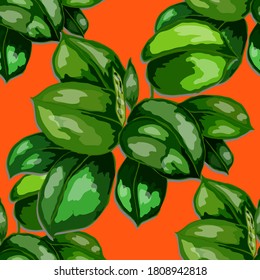 Tropical pattern. Jungle exotic summer print. Summer tropical leaf. Tropical flower fashion pattern. Floral tropic illustration. Vector seamless pattern. Beautiful print with tropical leaves.
