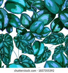 Tropical pattern. Jungle exotic summer print. Summer tropical leaf. Tropical flower fashion pattern. Floral tropic illustration. Vector seamless pattern. Beautiful print with tropical leaves.