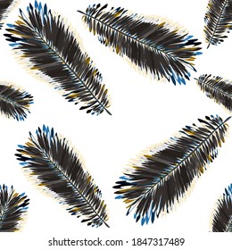 Tropical pattern. Jungle exotic summer print. Summer tropical leaf. Tropical flower fashion pattern. Floral tropic illustration. Vector seamless pattern. Beautiful print with tropical leaves.	