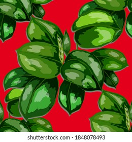 Tropical pattern. Jungle exotic summer print. Summer tropical leaf. Tropical flower fashion pattern. Floral tropic illustration. Vector seamless pattern. Beautiful print with tropical leaves.	