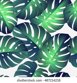 Tropical pattern. Jungle palm leaves