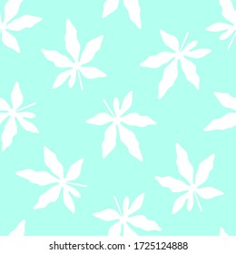 Patrón tropical con hojas. Ilustración vectorial del verano sobre fondo azul. Papel de pared exótico e impecable. Para el diseño web, banners, scrapbooking, impresión en tela, papel de envoltura, ropa de cama.