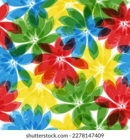 tropical pattern with multicolored hand drawn elements and funny background.  leaves pattern