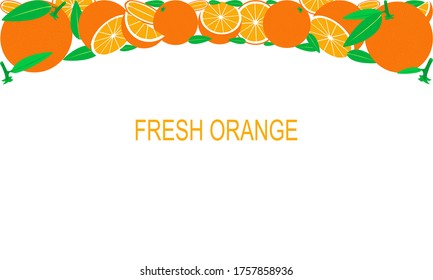 Tropical  pattern with oranges. Vector fruit background or wallpaper.