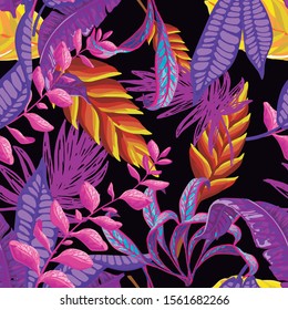 Tropical pattern. palm, flowers and nice colors