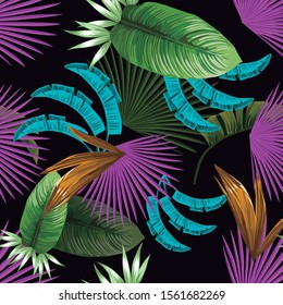 Tropical pattern. palm, flowers and nice colors