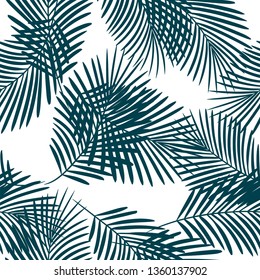 Tropical pattern, palm leaves seamless vector floral background. Exotic plant on stripes print illustration. Summer beach jungle print. Leaves of palm tree on paint lines. ink brush strokes - Vector