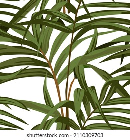 Tropical pattern with palm leaves. . Seamless texture, endless pattern. Seamless pattern can be used for wallpaper and textile, pattern fills, web page background, surface textures.