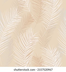 Tropical pattern, palm leaves seamless vector background. Exotic plant jungle print. Leaves of palm tree.