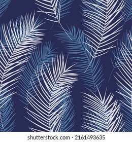 Tropical pattern, palm leaves seamless vector background. Exotic plant jungle print. Leaves of palm tree.