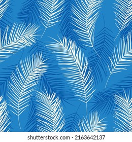 Tropical pattern, palm leaves seamless vector background. Exotic plant jungle print. Leaves of palm tree.