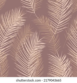 Tropical pattern, palm leaves seamless vector background. Exotic plant jungle print. Leaves of palm tree.