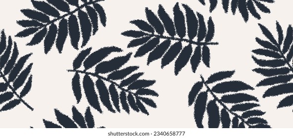 Tropical pattern, palm leaves seamless vector floral background. Exotic plant.  monochrome Jungle geometric seamless pattern.