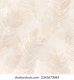 Tropical pattern, palm leaves seamless vector background. Watercolor leaves exotic jungle print 